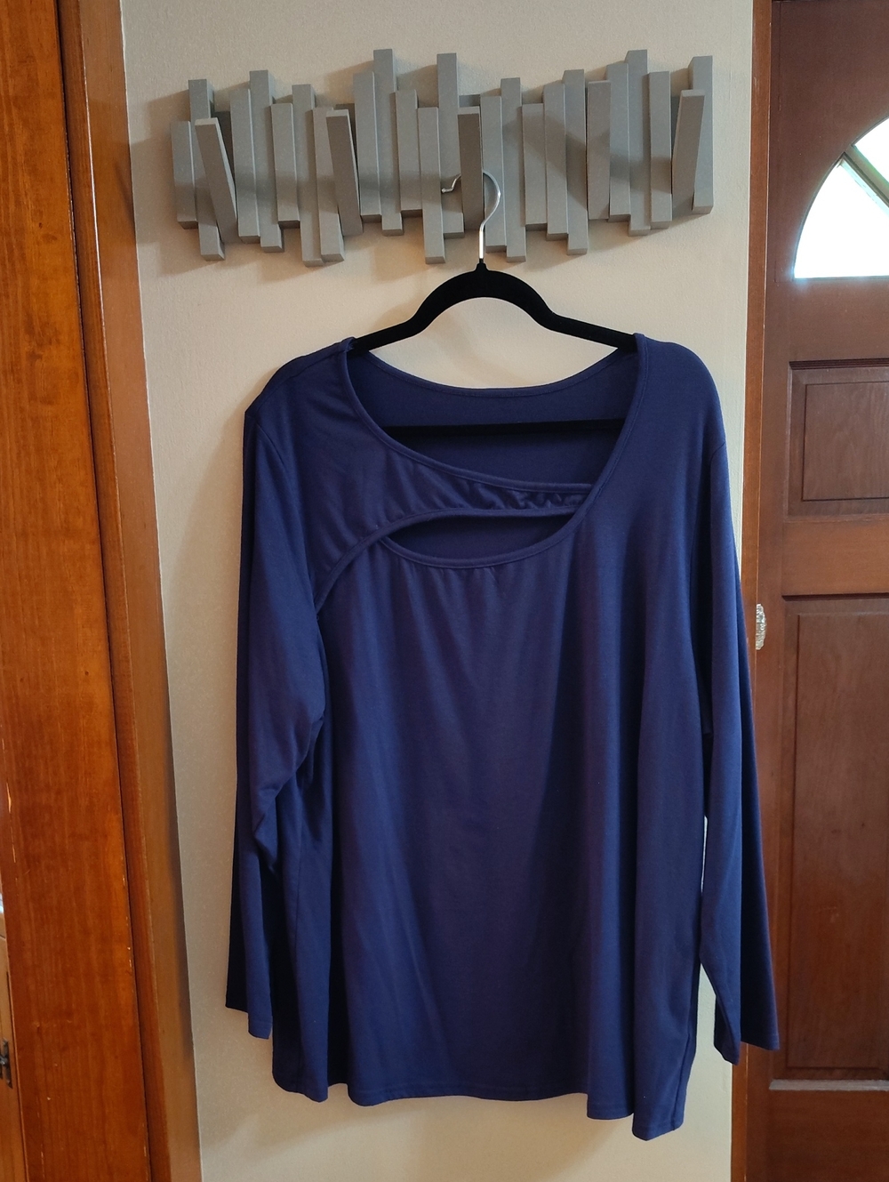 Women's Navy Long-Sleeve Cutout Top